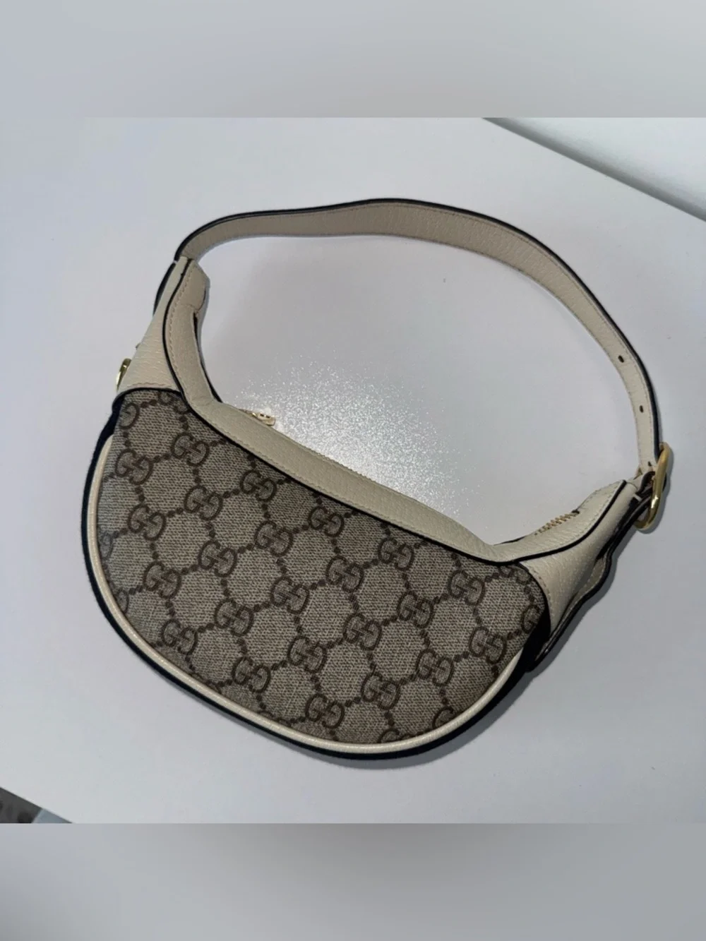 Gucci Ophidia  - Beige Supreme Shoulder Bag with Red & Blue stipe - Picture 11 of 16